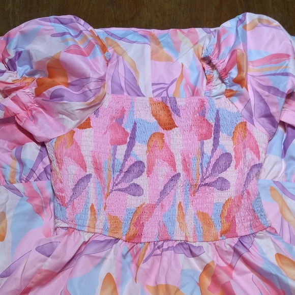 NWT Sissyaki Size M Pink, Purple, Short Sleeve Dress, Full Tiered Skirt,… - Picture 9 of 10